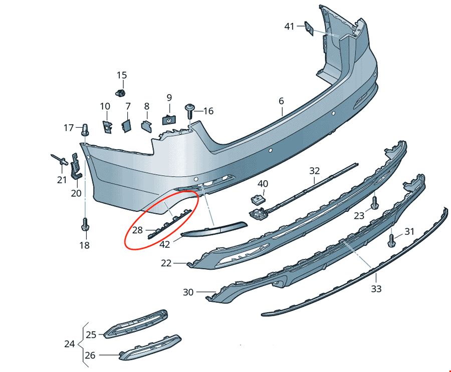 ARKA TAMPON ÇITASI SOL S-LİNE A6 2020-