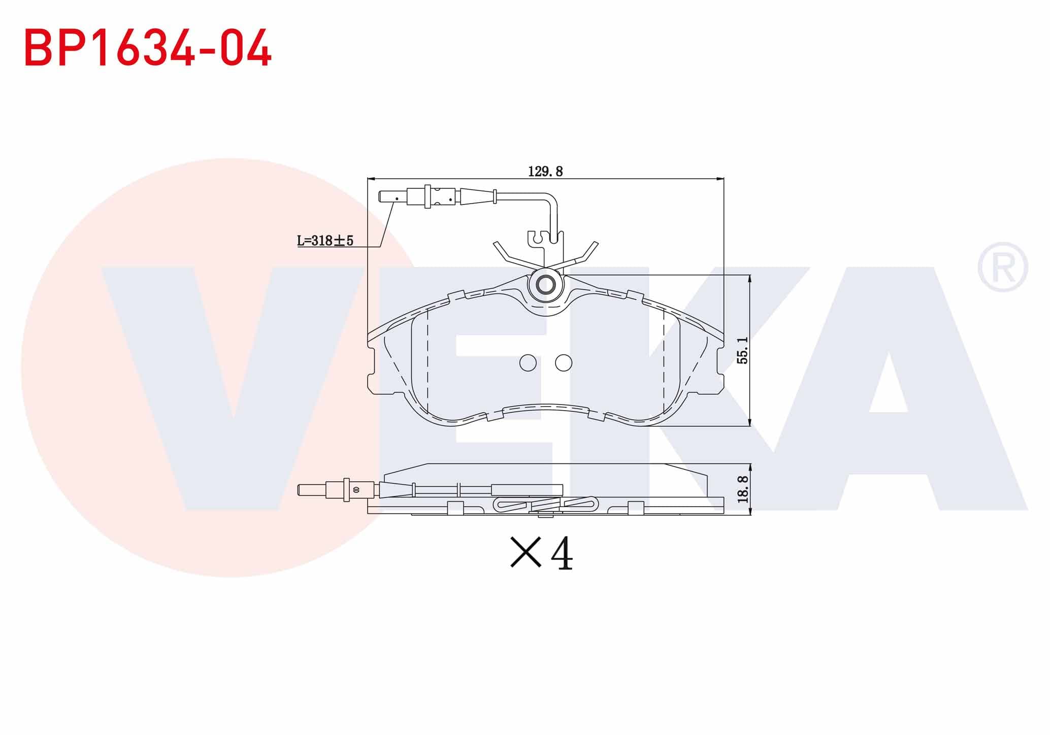 FREN BALATA ON FISLI PEUGEOT PARTNER 1.9 D 1996-2008/ PARTNER 2.0 HDI 1996-2008/ 306 1.6i 1993-2002 / 306 1.8i 1993-2002/ BERLINGO 1.9 D 1996-2008/