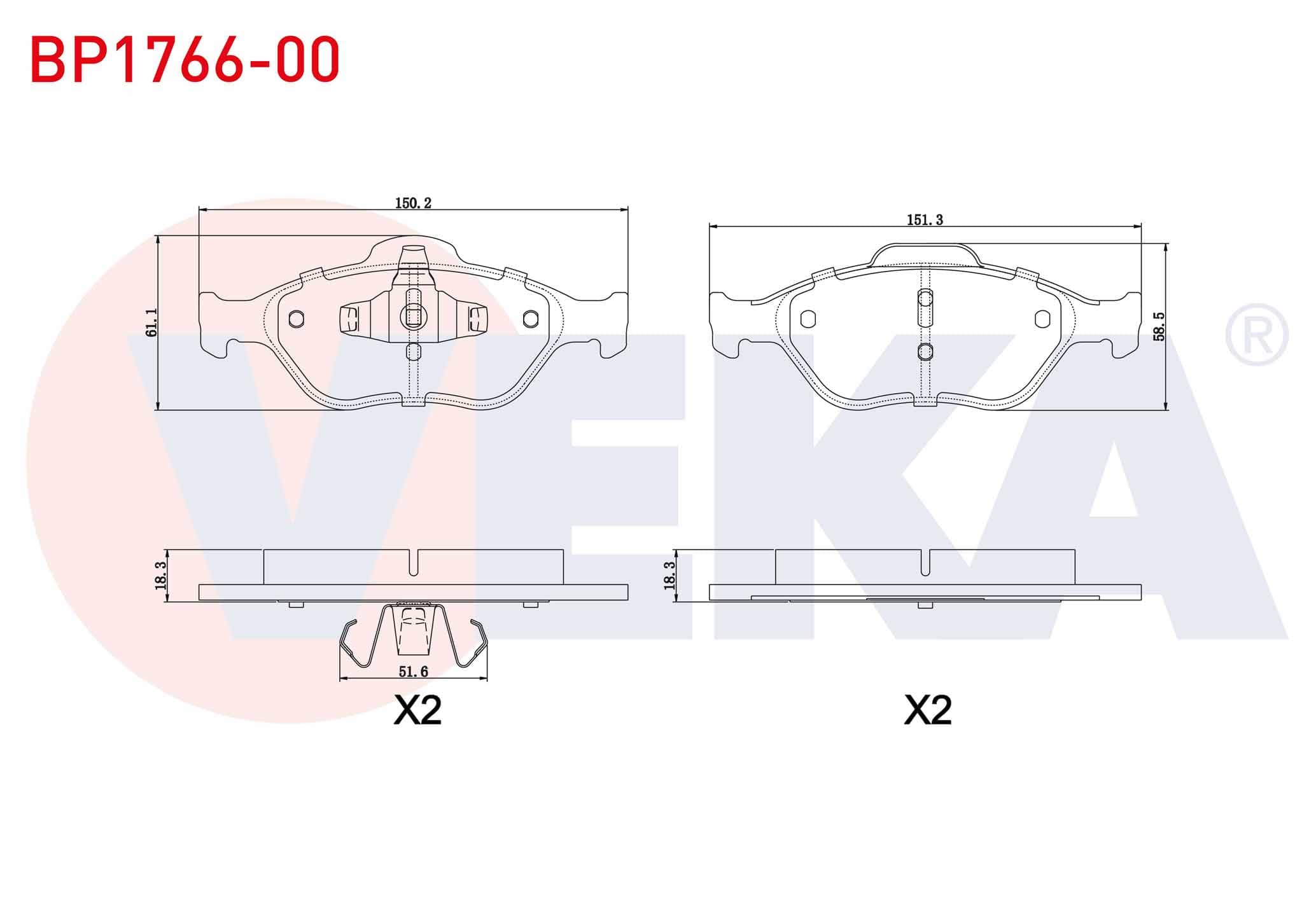 FREN BALATA ON FIESTA V 1.4 T 01-08/1.6 T 01-08/1.25i 01-08/1.4i 16v 01-08/FIESTA IV 1.25i 16v 96-02/1.4i 16v 96-02/KA 1.2 96-08/KA 1.3 96-08