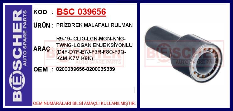 PRIZDREK MALAFALI RULMAN R9/19/CLIO/LOGAN/MEGANE/KANGO