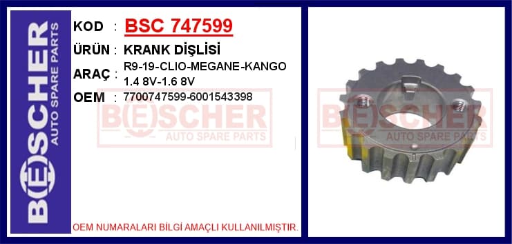KRANK DISLISI R9-19-CLIO-MEGANE-KANGO 1.4 8V-1.6 8V