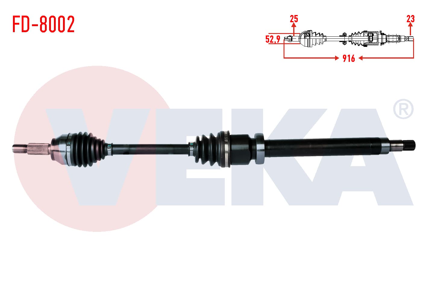 KOMPLE AKS SAG ON FORD FIESTA V 1.4 TDCI UZUNLUK 916mm 2001-2008