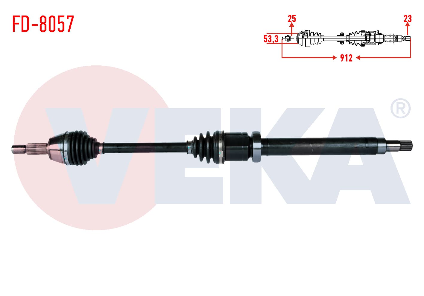 KOMPLE AKS SAG ON TRANSIT COURIER 1.5 TDCI M-T UZUNLUK 912mm 2014>