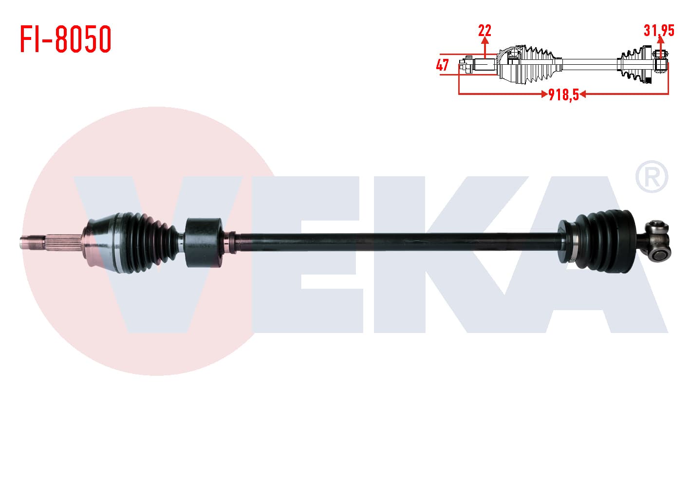 KOMPLE AKS SAG ON FIAT PALIO 1.2i 16v C513 SANZUMAN UZUNLUK 918,5 mm 1996-1999