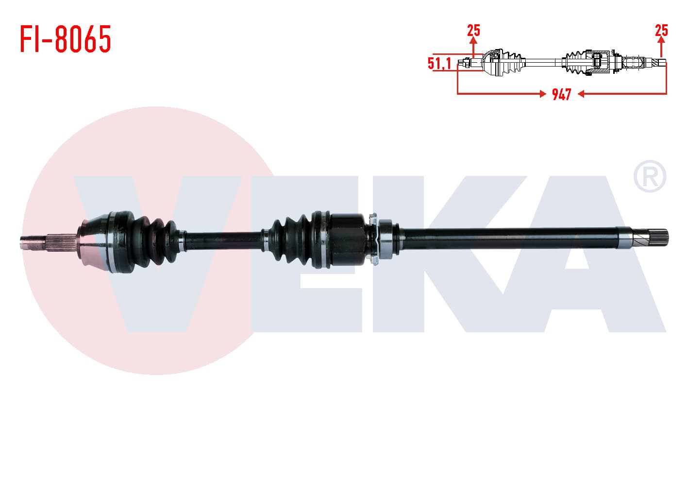 KOMPLE AKS SAG ON UZUNLUK 947mm FIAT LINEA 1.6 MJT 2007- / GRANDE PUNTO 1.3 MJT EURO 4 2005-2012