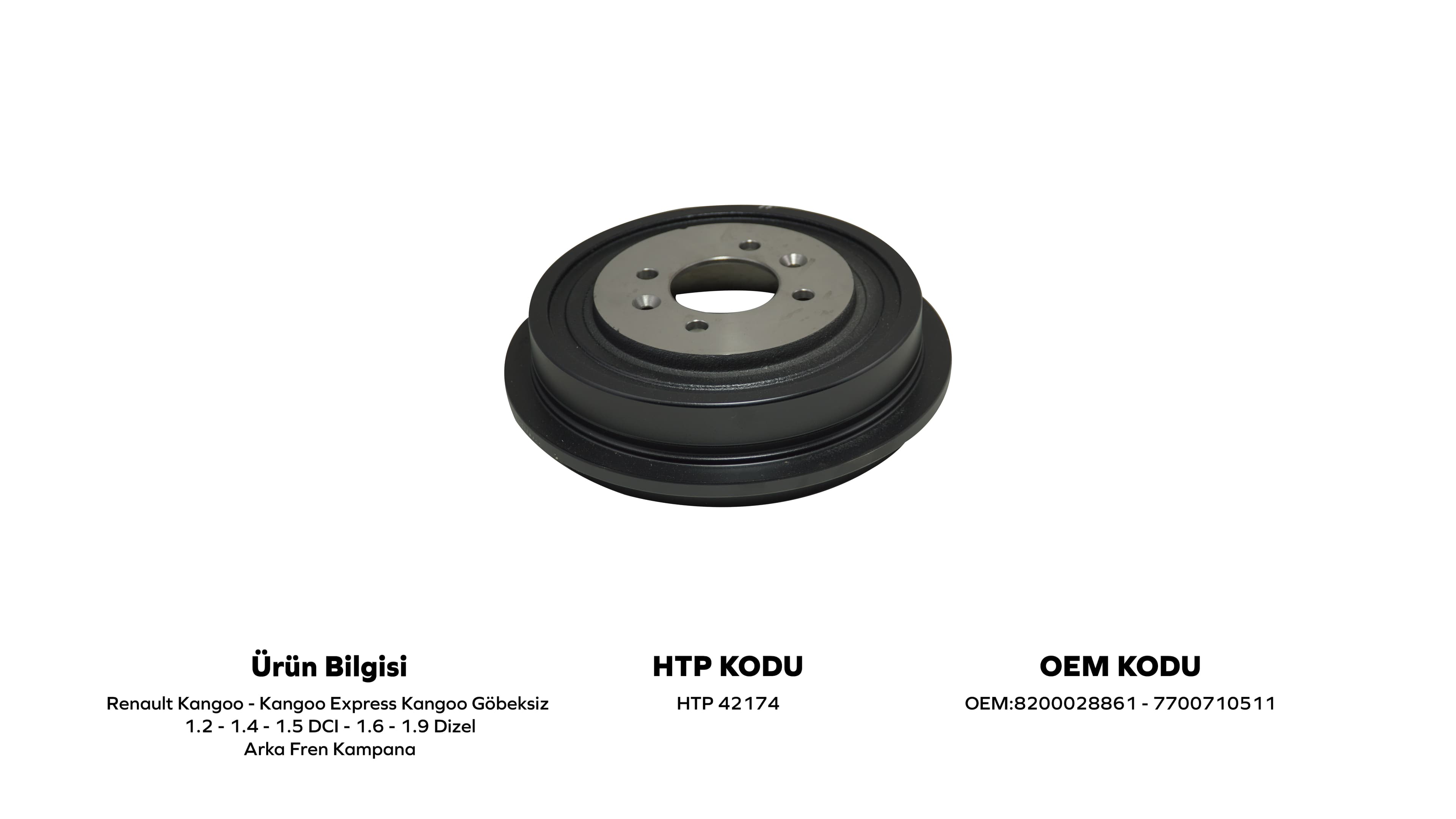 ARKA KAMPANA 228mm Göbeksiz KANGOO/KANGOO/EXPRESS