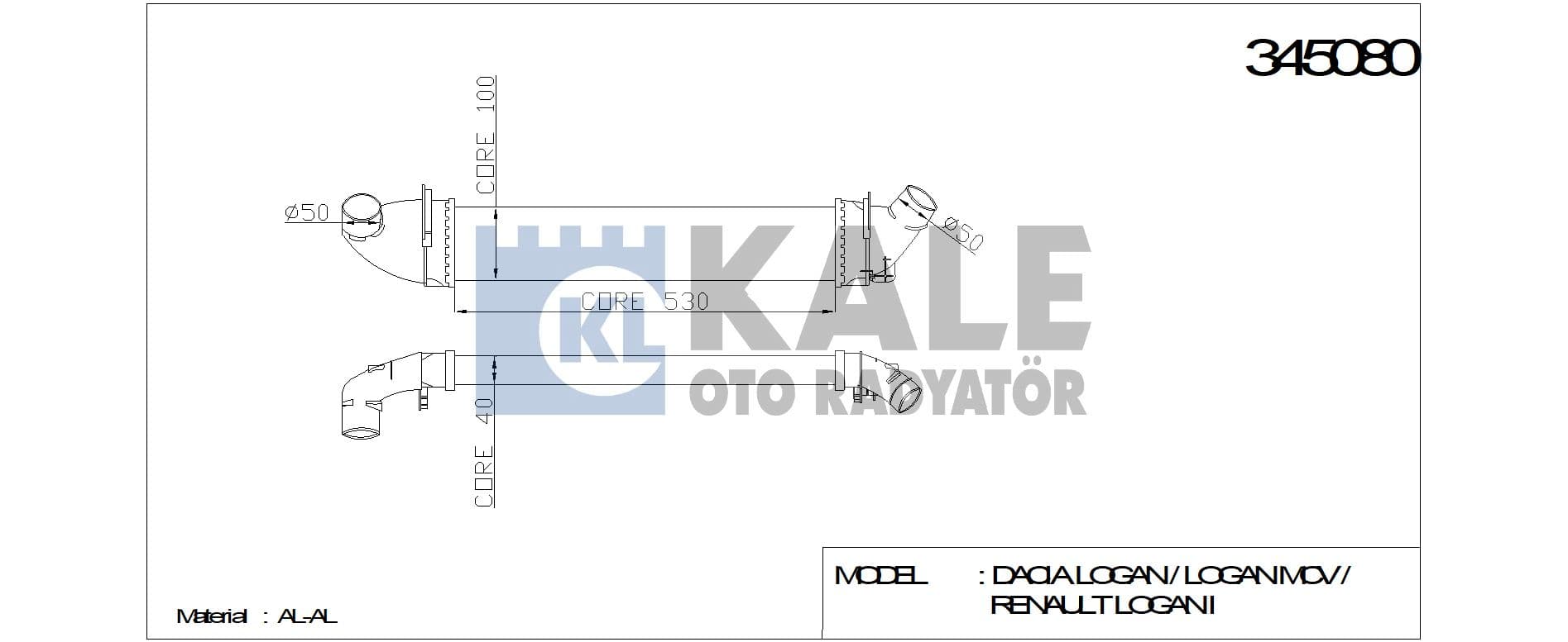 TURBO RADYATORU (INTERCOOLER) SANDERO/LOGAN 1.5 DCI 2004>