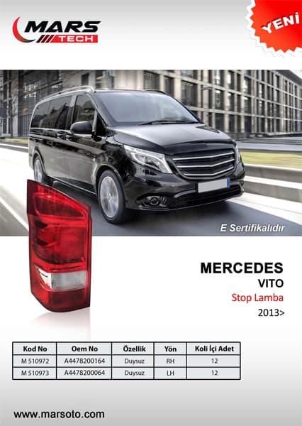 STOP LAMBASI SOL MERCEDES W447 VITO 14- TEK KAPI