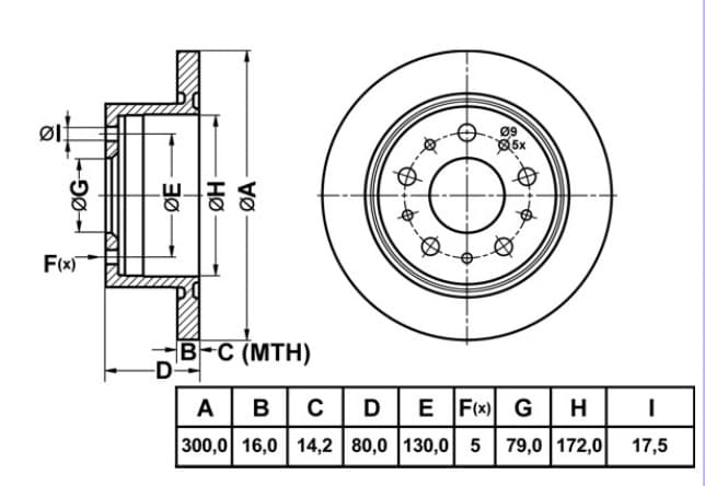 FREN DISK ARKA DUZ 300-5 ( FIAT: DUCATO V 250 06 - / PEUGEOT: BOXER III 06 - )