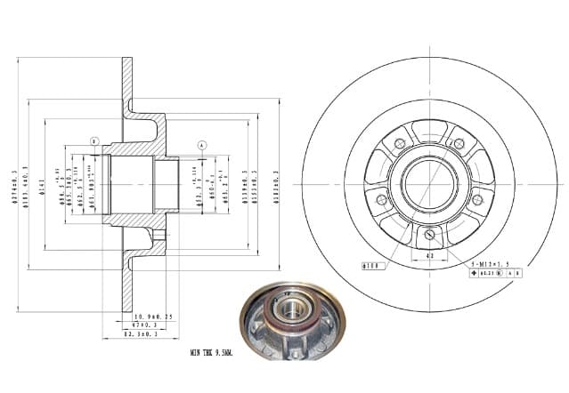 FREN DISK ARKA RULMANLI 274-5 ( RENAULT: LAGUNA 01 - )B74 K74