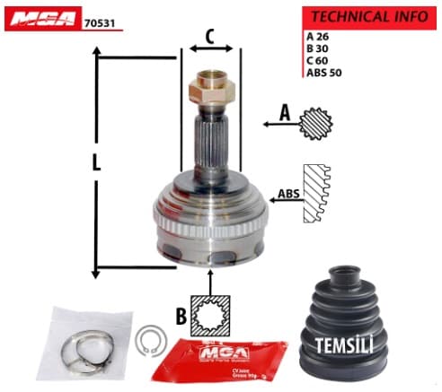 AKS KAFA DIS ABSLI-HONDAHRV 99/ 26x30x60-50