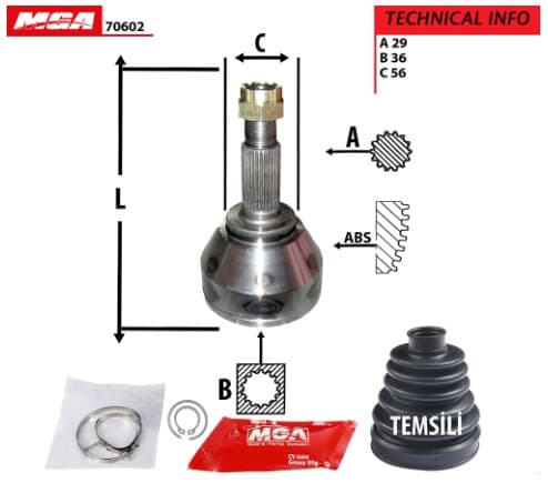 AKS KAFA DIS-NISSANQASHQAI 07/132.0 DCI DIZEL /XTRAIL 08/122.0 DCI DIZEL 29x36x56