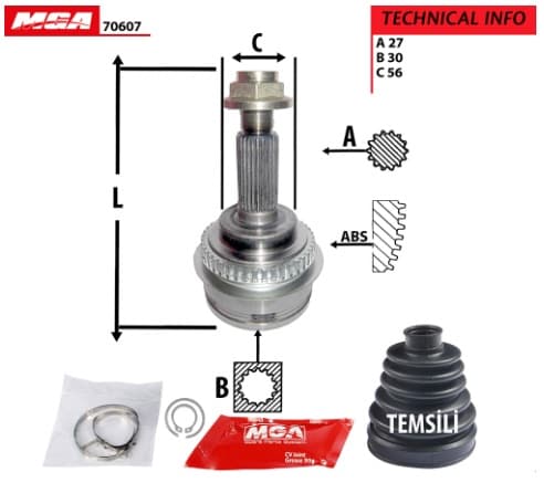 AKS KAFA DIS ABSLI-SUBARUIMPREZA 01/06/FORESTER 98/02 2.0-2.0T 27x30x56xABS-44BOY 149,50