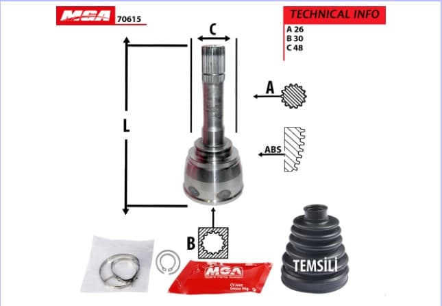 AKS KAFA DIS-SUZUKIGRAND-VITARA 98/05 1.6-2.0TD-2.5 V6 / VITARA 95/992.0TD-2.5 26×30×48