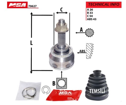 AKS KAFA DIS-ABSLI-MITSUBISHICARISMA 00/061.9 DID DIZEL 26x33x54xABS-4326 DIS