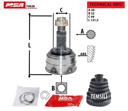 AKS KAFA DIS-HONDACRX 88/91 CIVIC CRX88-91 / INTEGRA / CIVIC EURO 96-99 26x32x49