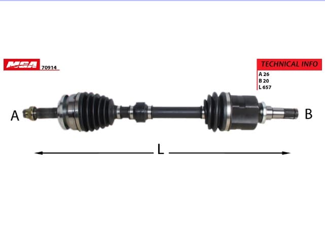 AKS KOMPLE SOL TOYOTACOROLLA-AURIS 1.6 VVTI BENZINLI MAN.-OTOM. 13/16 / COROLLA 1.6 MAN.-OTOM. 16/ 26×20×657mm