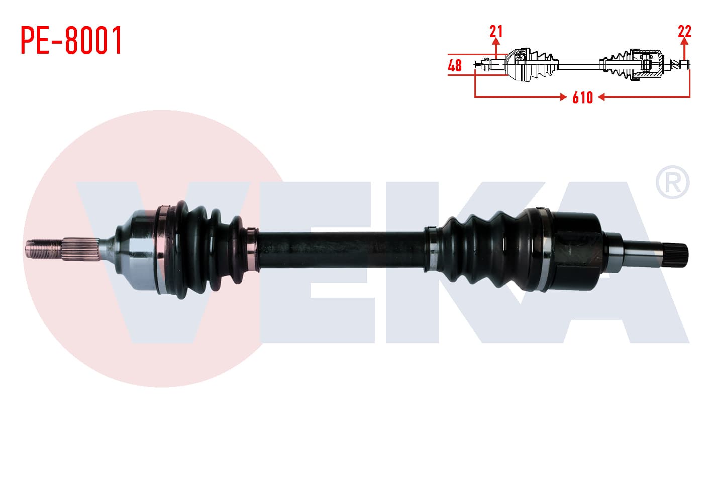 KOMPLE AKS SOL ON PEUGEOT 206 (2A/C) 1.4i 16v UZUNLUK 610mm 1998-2006