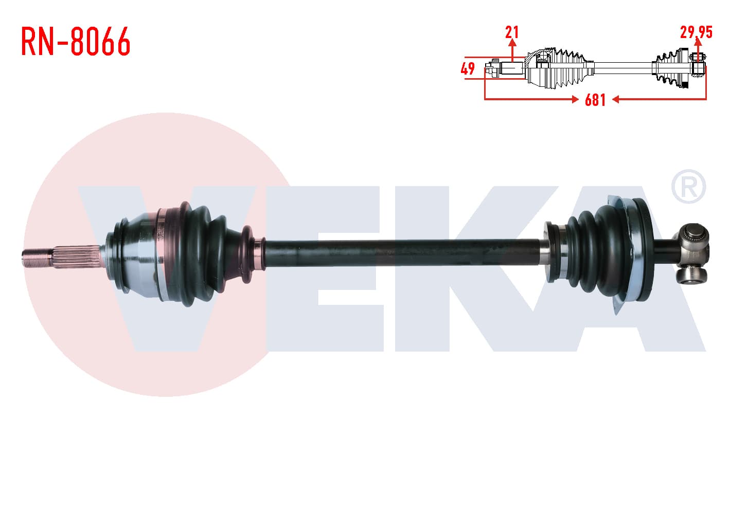 KOMPLE AKS SOL ON DACIA LOGAN (LS) 1.4 UZUNLUK 681 mm 2004-2012