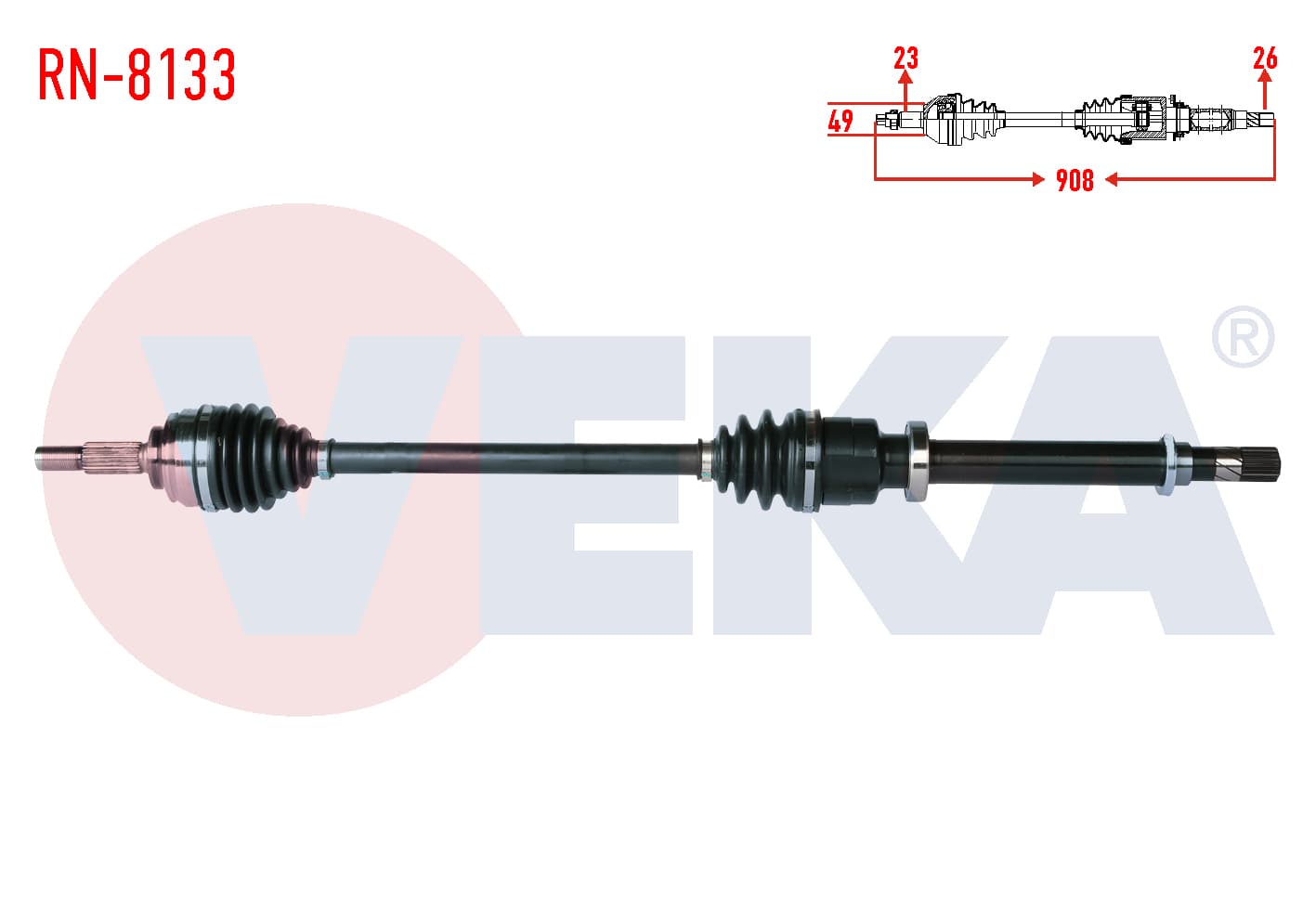 KOMPLE AKS SAG ON RENAULT CLIO IV 1.2 16v UZUNLUK 908mm 2012-