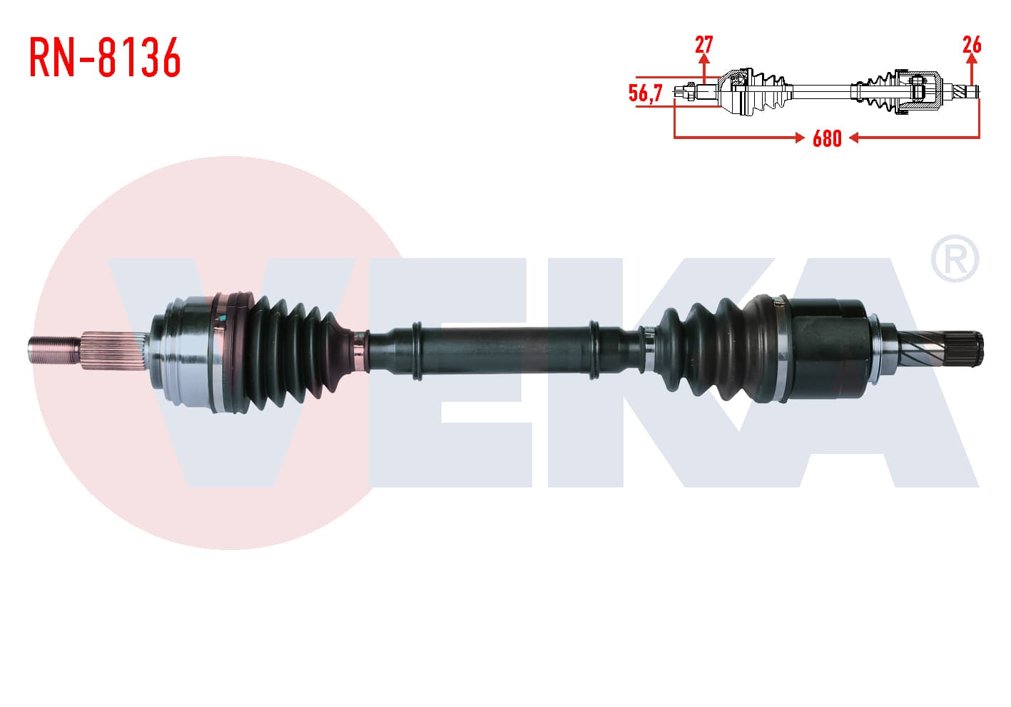KOMPLE AKS SOL ON RENAULT KANGOO (KW0/1) 1.5 DCI 105 HP 6 VITES UZUNLUK 680mm 2008-